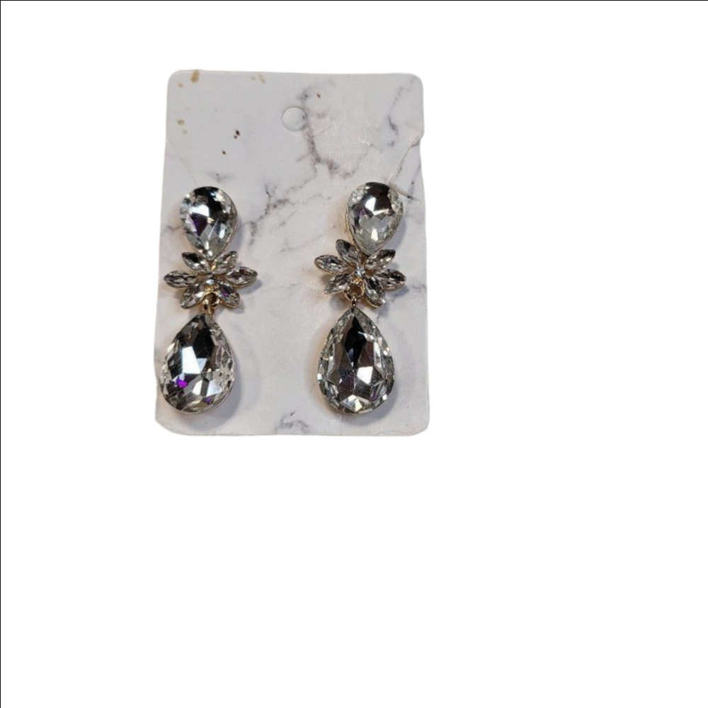 Silver Multicrystal Drop Earrings